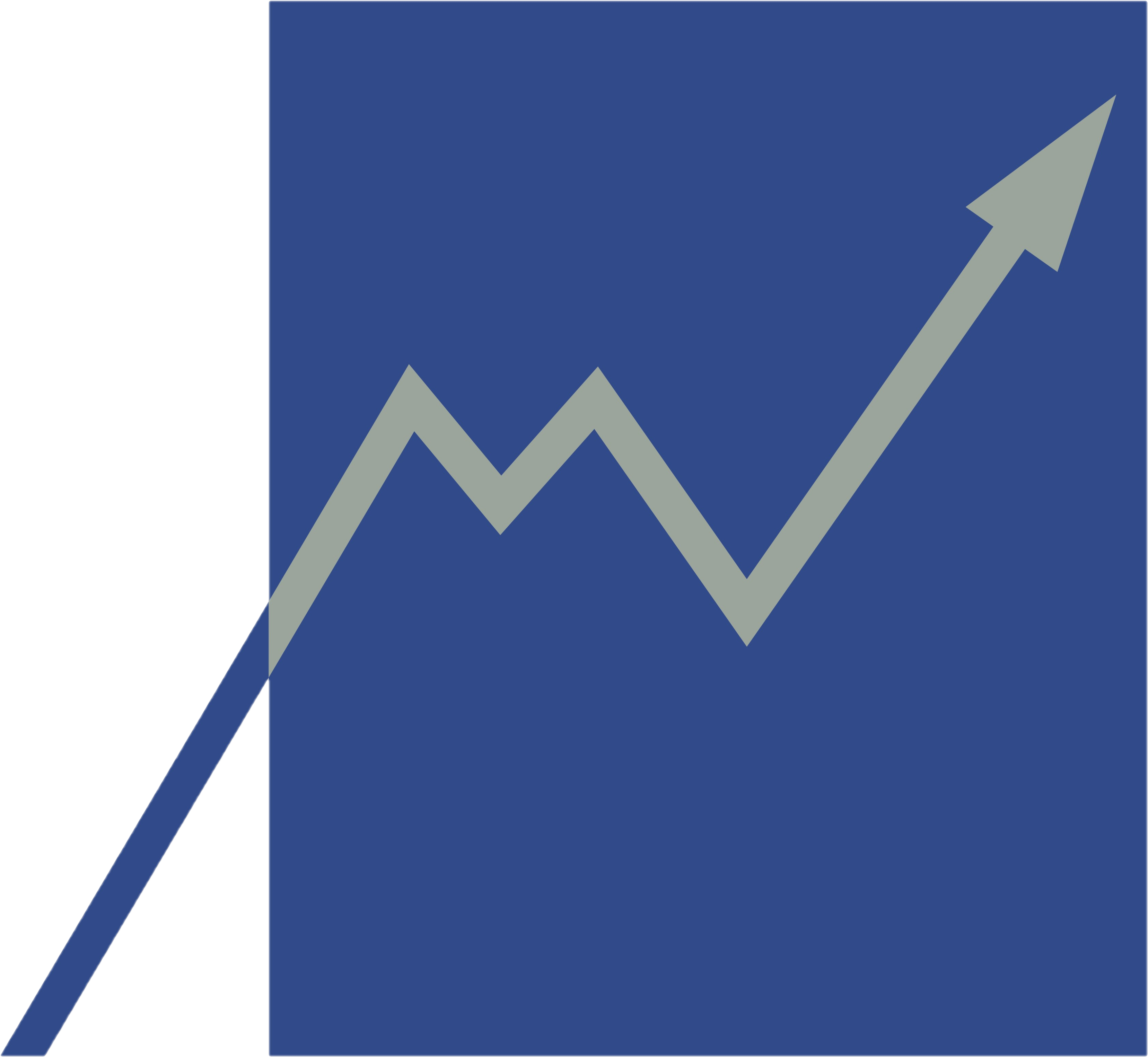 Blue graph showing a grew arrow pointing in the direction of upward growth
